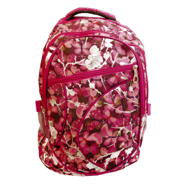 Mochila feminina rosa c/borboletas<br />Ref.: 7245<br />Cx: 36