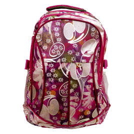 Mochila feminina rosa c/ detalhes prata<br />Ref.: 7246<br />Cx: 36