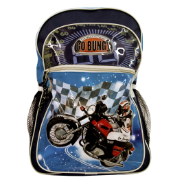 Mochila infantil azul com moto<br />Ref.: B9805