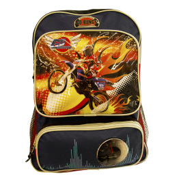 Mochila infantil com moto e bolsos frontais<br />Ref.: B9843